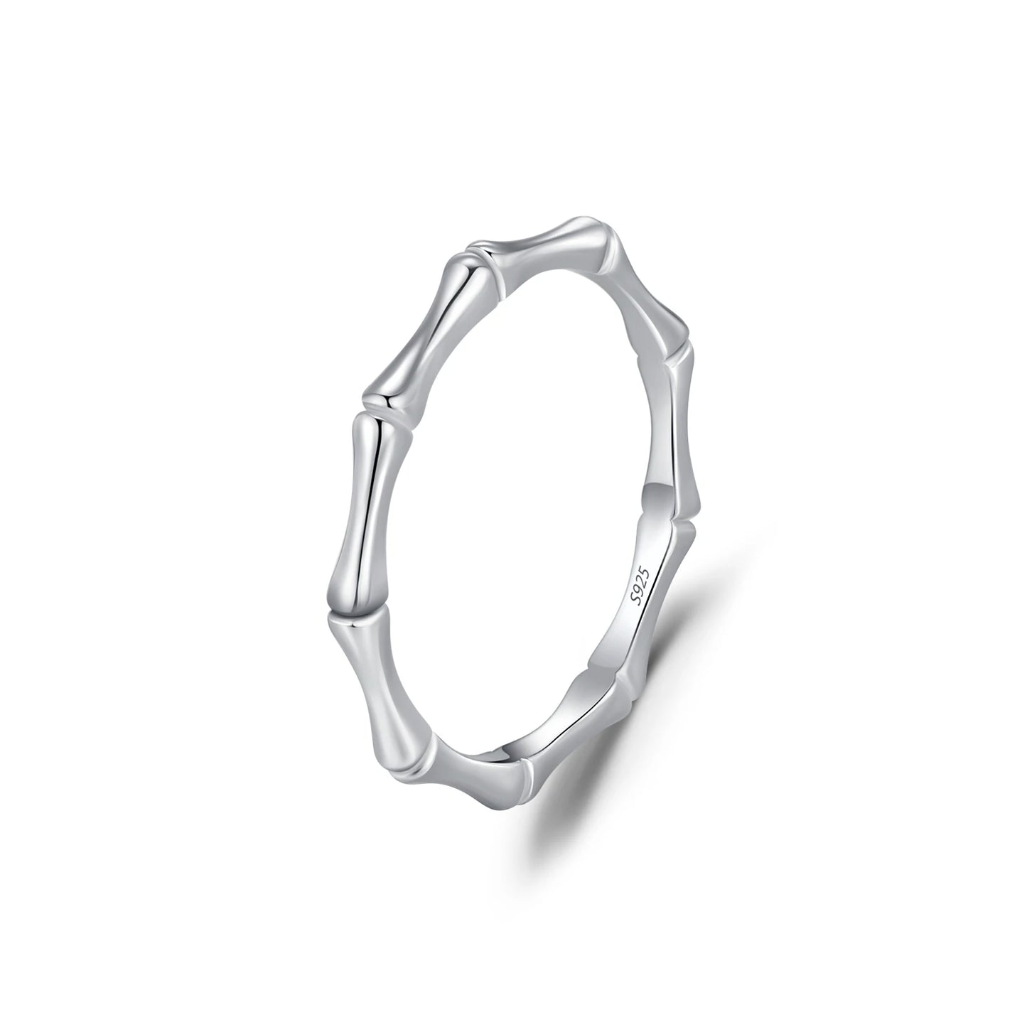 MODIAN 925 Sterling Silver Fashion Simple Polishing Bamboo Joint Stackable Eternity Band Rings For Women Fine Jewelry