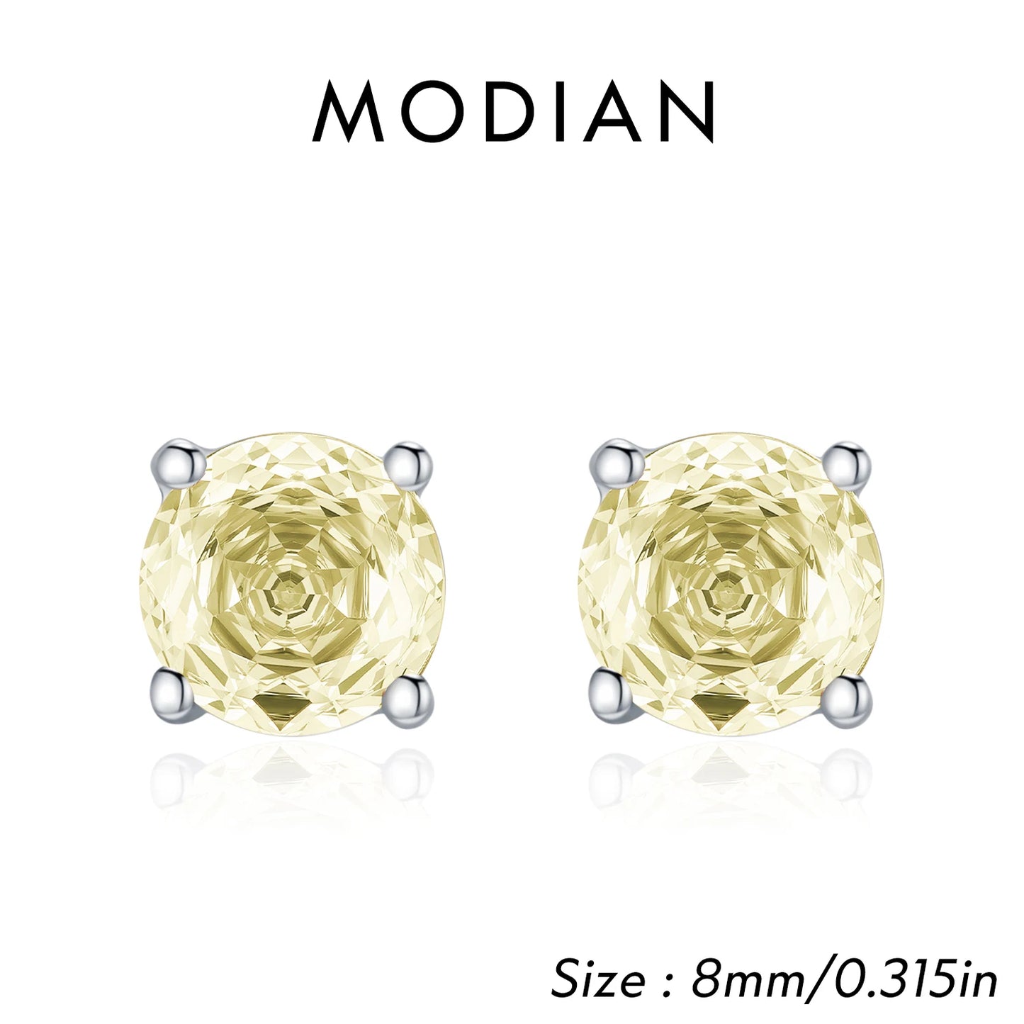 MODIAN Multicolor 925 Sterling Silver Rose Cut Round Zirconia Earrings Paraiba Color Fashion Stud Earrings For Women Jewelry
