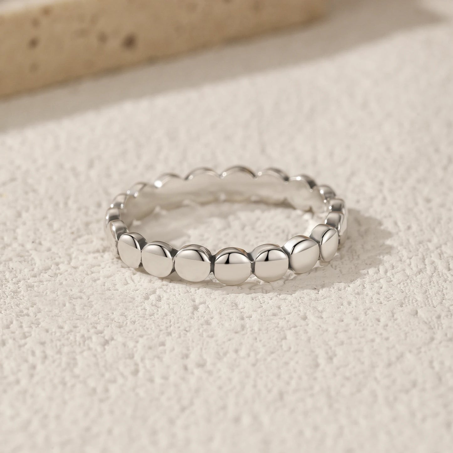 MODIAN 925 Sterling Silver Daily Vintage Wear Stacking Rings Retro Simple Beads Eternity Band Rings For Women Fine Jewelry