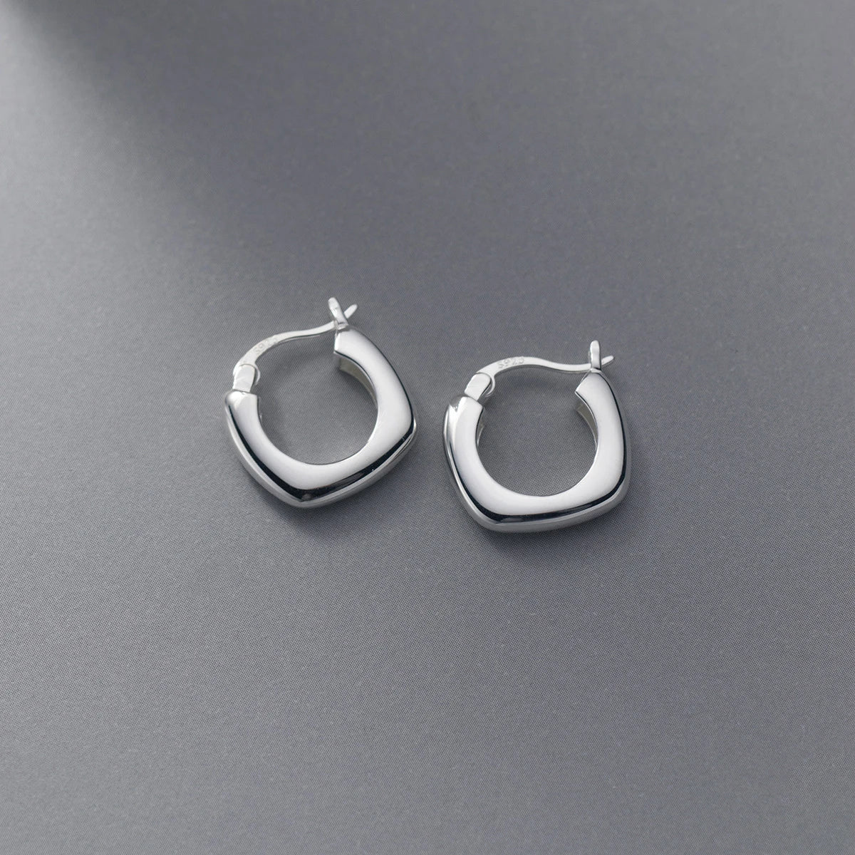 MODIAN Real 925 Sterling Silver Smooth Square Simple Ear Buckle Trendy Party Charm Hoop Earrings For Women Fine Jewelry Gift