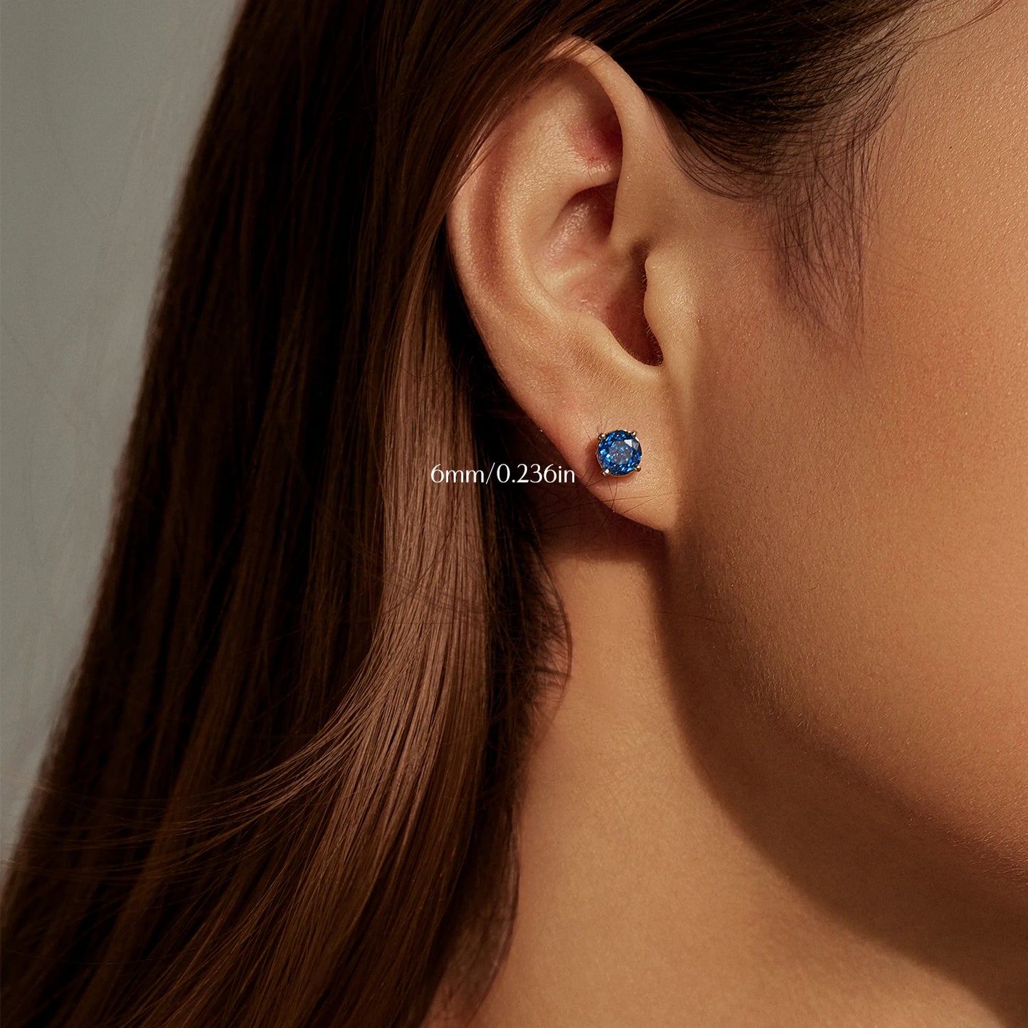 MODIAN 925 Sterling Silver High-end Elegant Royal Blue Rose Cut Round Zircon Stud Earrings For Women Wedding Fine Jewelry