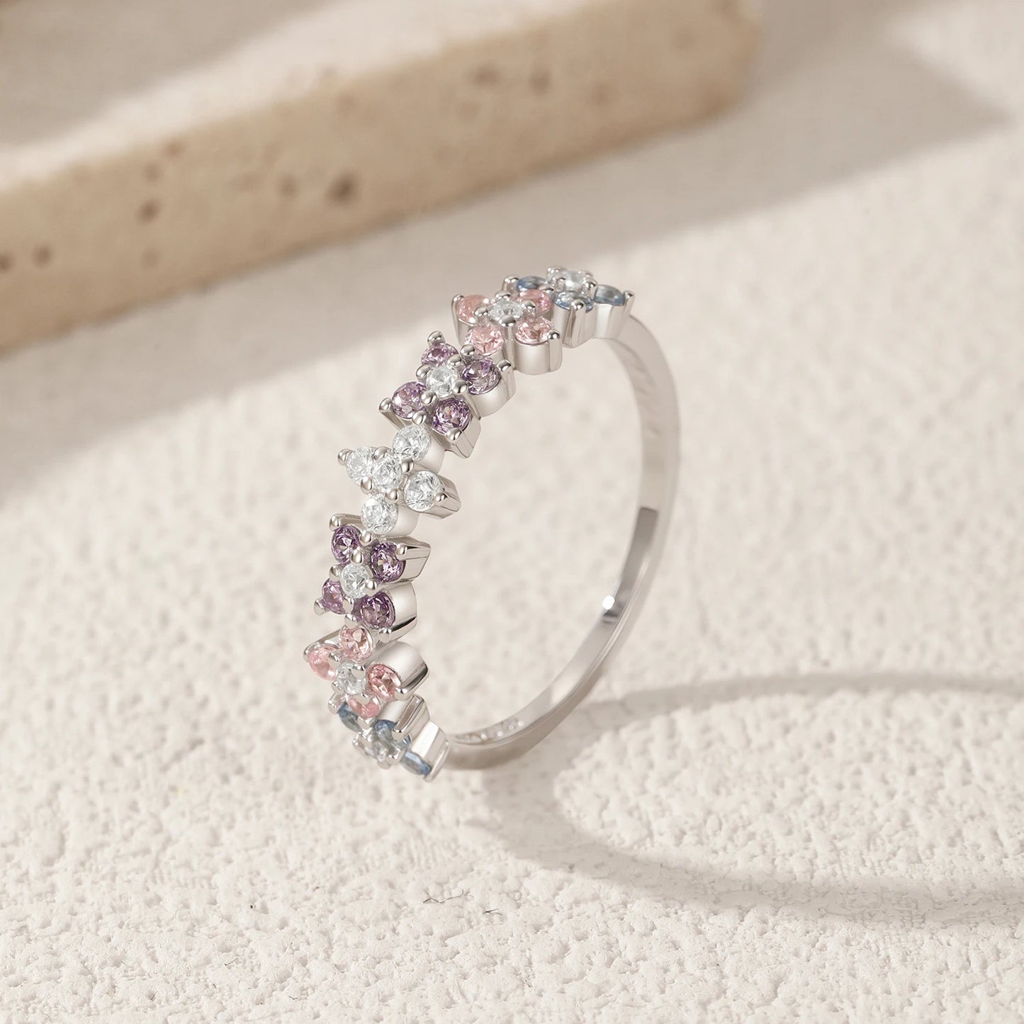 MODIAN 925 Sterling Silver Lucky Four-Leaf Clover Zirconia Eternity Band Rings For Women Fine Wedding Jewelry Accessories