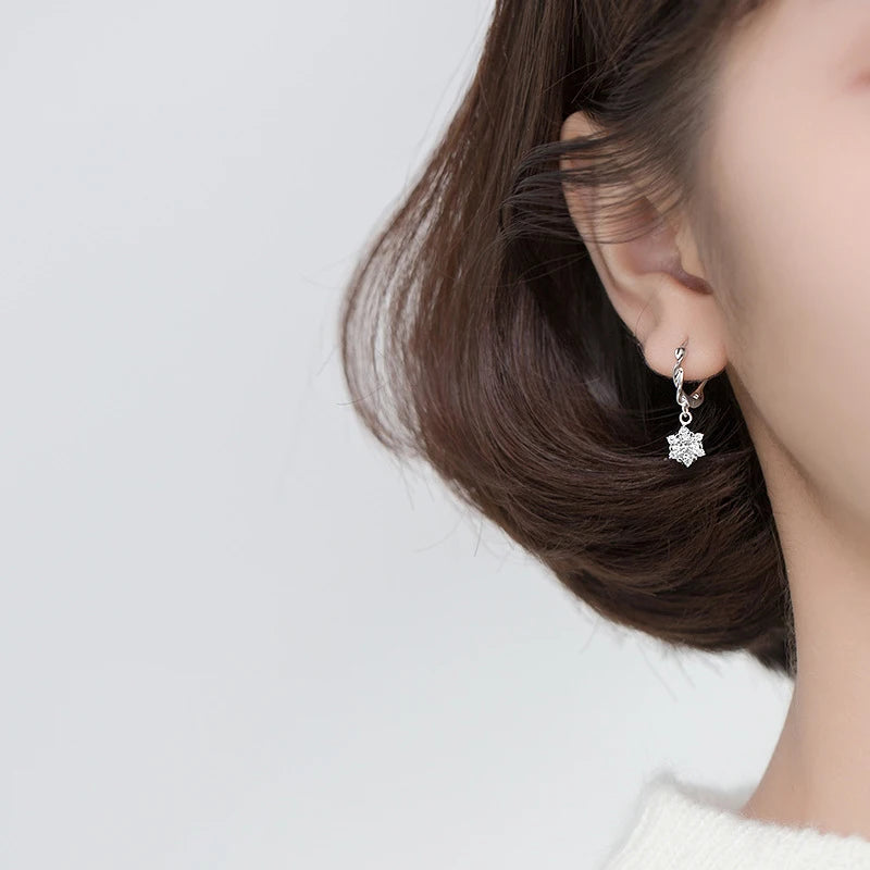 MODIAN Sparkling AAA Zircon Flower Irregular Hoop Earring for Women Real 925 Sterling Silver Wedding Engagement Original Jewelry