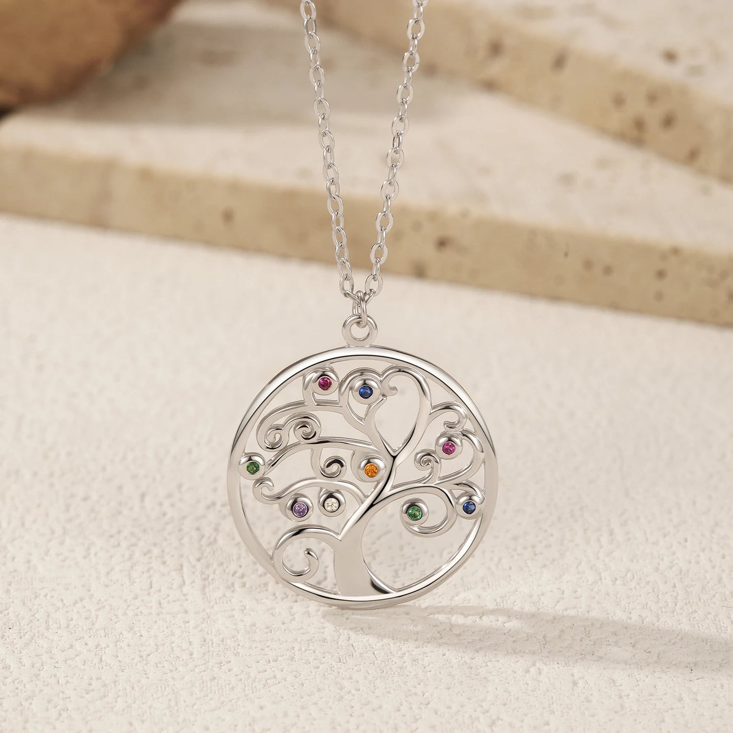 MODIAN 925 Sterling Silver Sparkling Zirconia Retro Tree Pattern Round Pendant Necklaces For Women Fine Jewelry