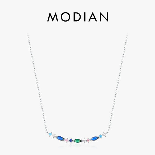 Collar con colgante largo y elegante de plata de ley 925 de MODIAN, cadena vintage para mujer, regalo de cumpleaños, joyería fina