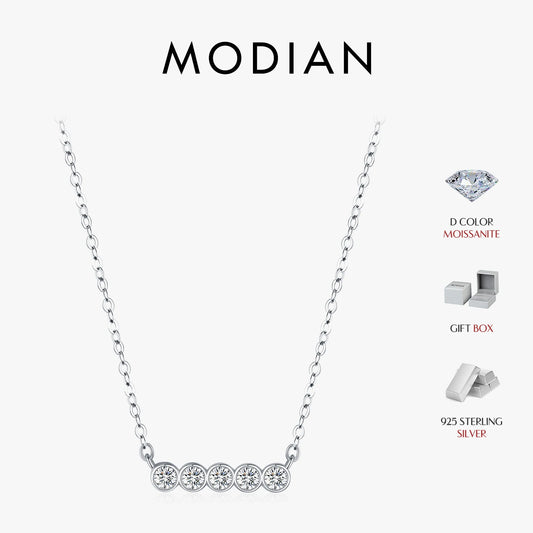 Collar con colgante apilable de moissanita de color D de MODIAN, plata de ley 925, cadena de eslabones con diamantes de laboratorio, joyería para mujer, regalo de lujo