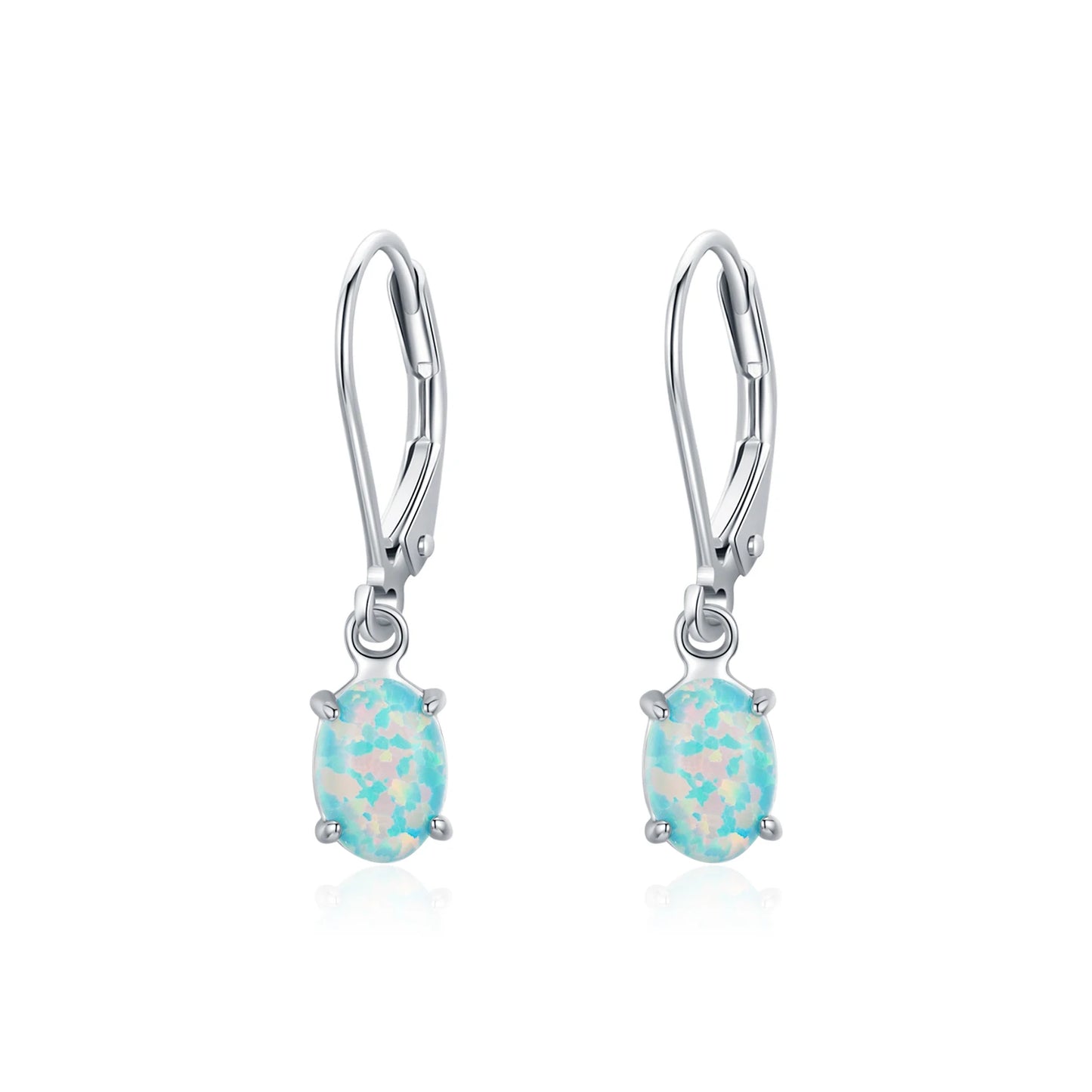 Pendientes de aro de ópalo verde ovalado elegantes y exquisitos de MODIAN en plata de ley 925 para mujer, accesorios de joyería fina para vacaciones diarias.