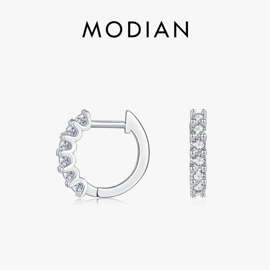 Pendientes de aro pequeños de moissanita MODIAN de color D, plata de ley 925, con hebillas huecas y brillantes para mujer, joyería fina para bodas.