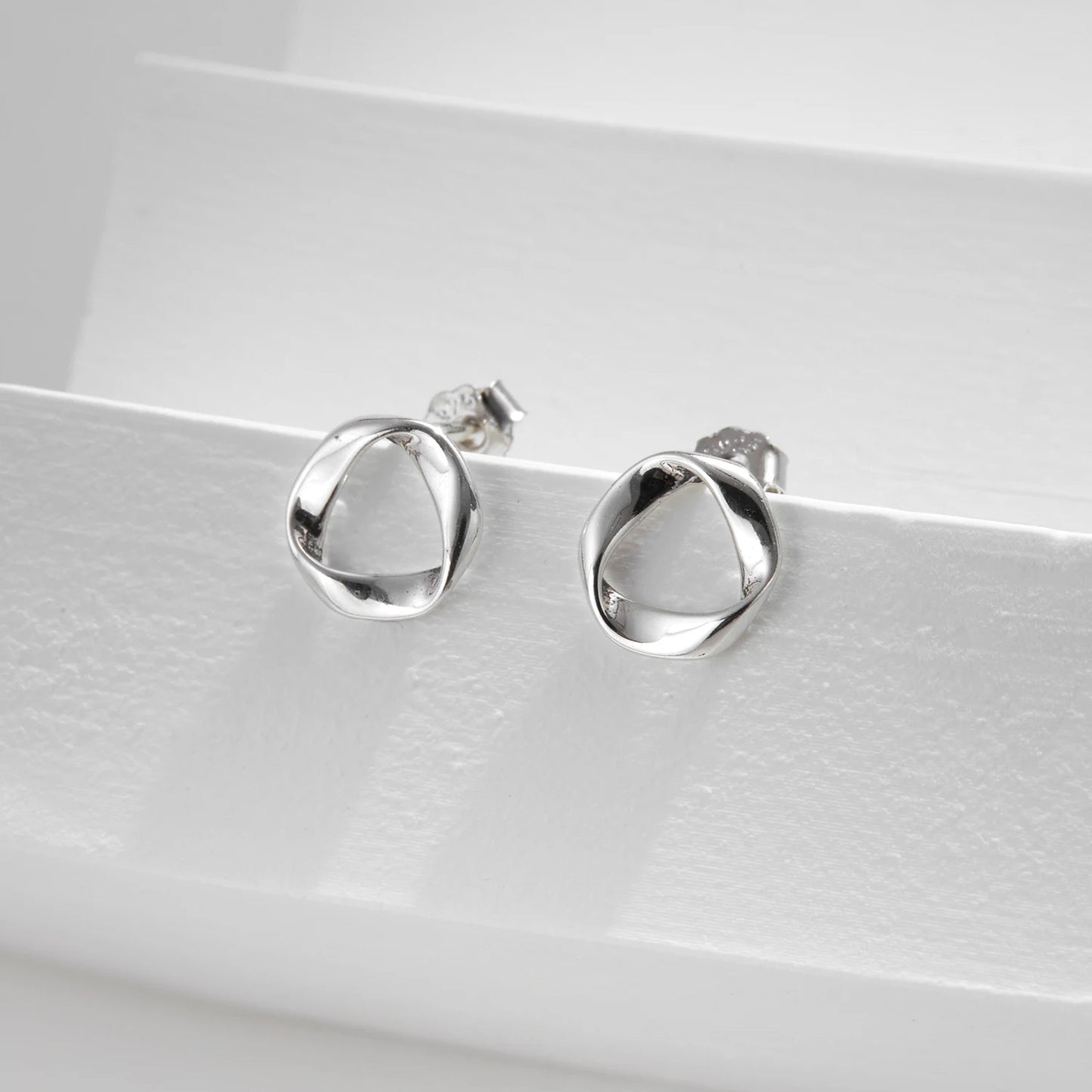 MODIAN 925 Sterling Silver Fashion Minimalist Wavy Metallic Stud Earrings For Men Women Daily Vacation Fine Jewelry