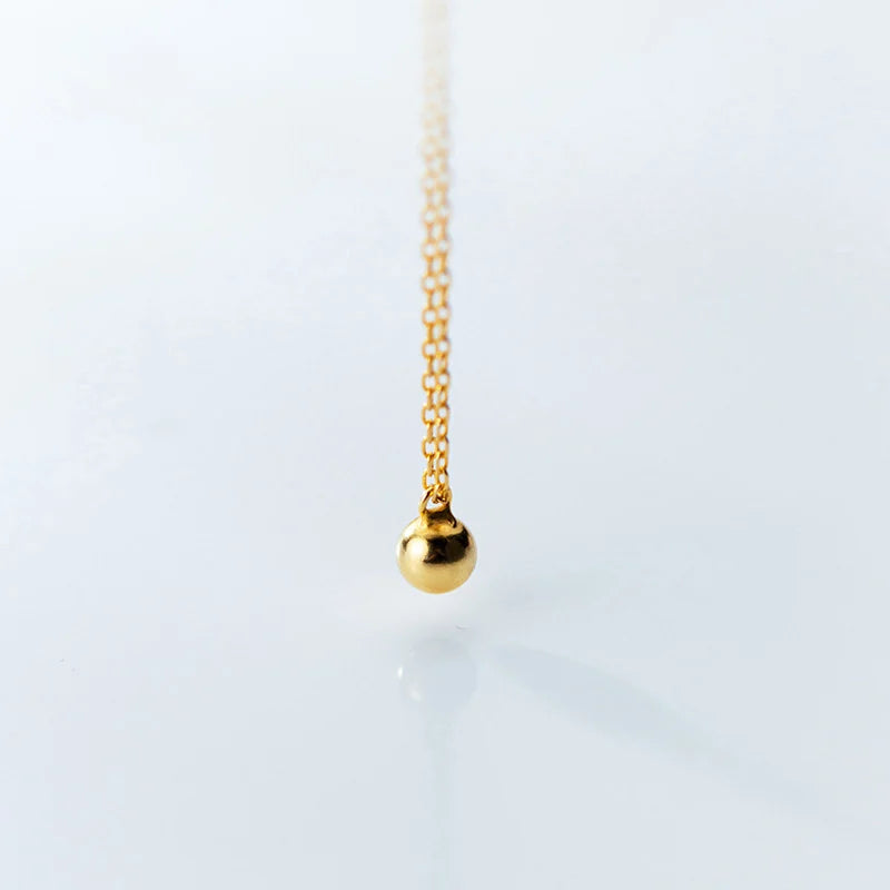 Collar Modian de cadena de plata de ley 925 para mujer, con cuentas pequeñas doradas, accesorios de joyería para mujer