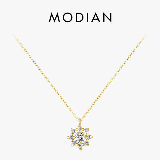 MODIAN 0.5 Carat Moissanite Necklace D color VVS1 Lab Diamond Snowflake Necklace For Women 925 Sterling Silver Jewelry