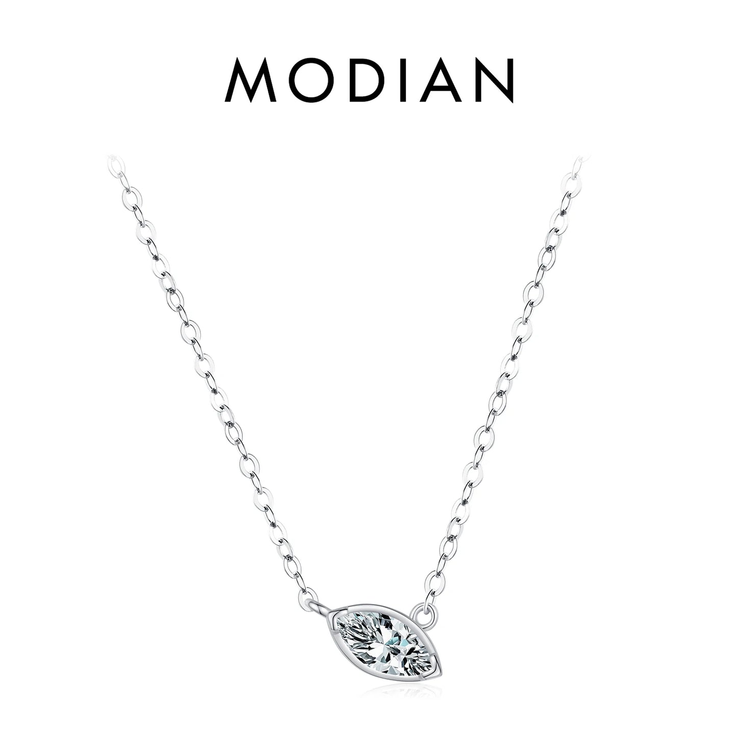 Collar con colgante geométrico de circonita cúbica de plata de ley 925 de MODIAN, joyería asimétrica apilable de moda para mujeres, regalos finos