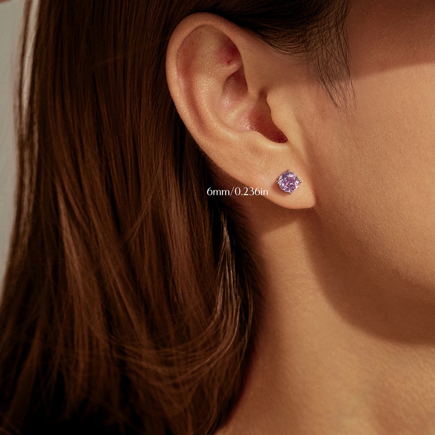 MODIAN 925 Sterling Silver Luxury Sparkling Violet Rose Cut Round CZ Stud Earrings For Women Party Fine Jewelry Gifts