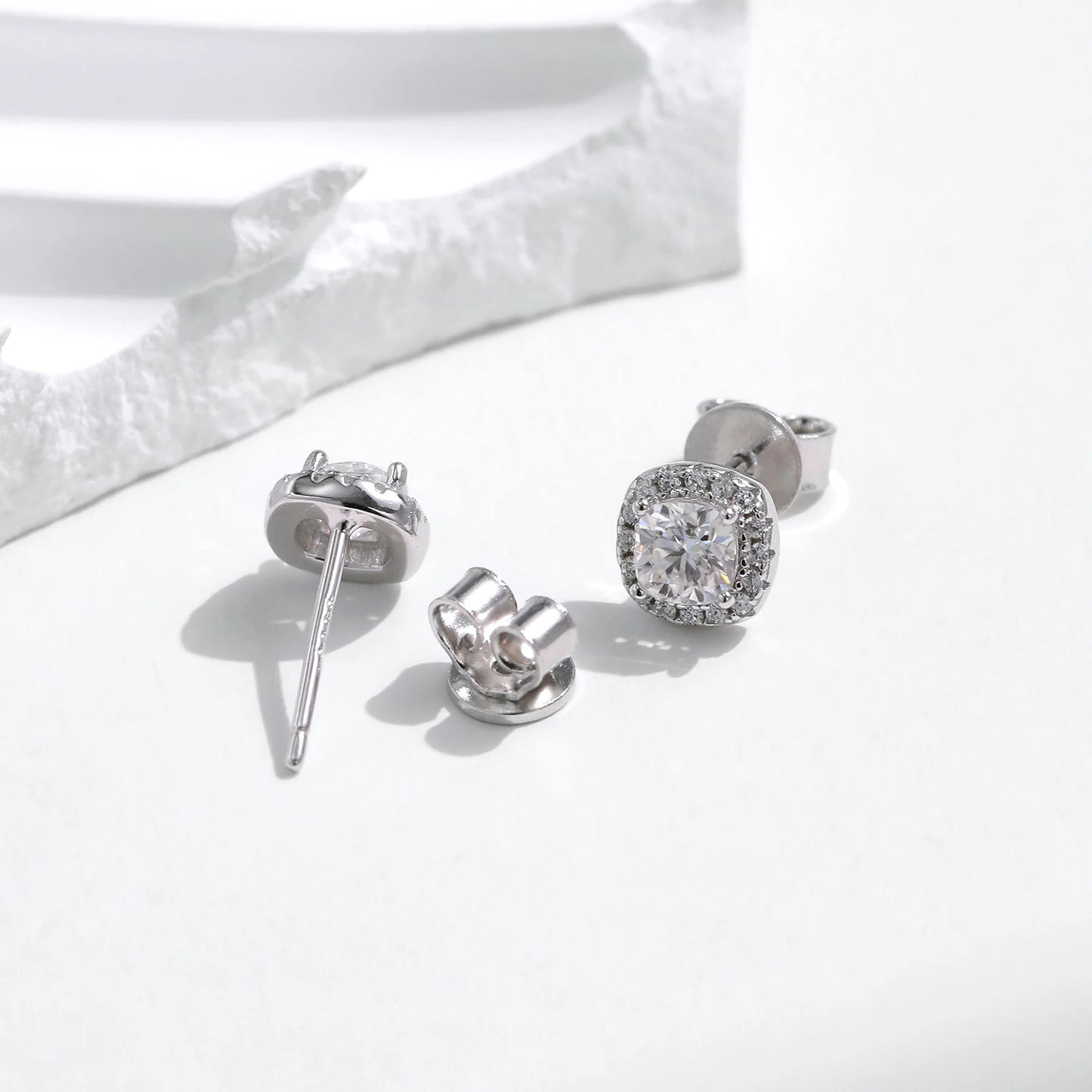 MODIAN D Color Moissanite Stud Earrings Brilliant Square Cut Lab Created Diamond 925 Silver Earrings For Women Wedding Jewelry