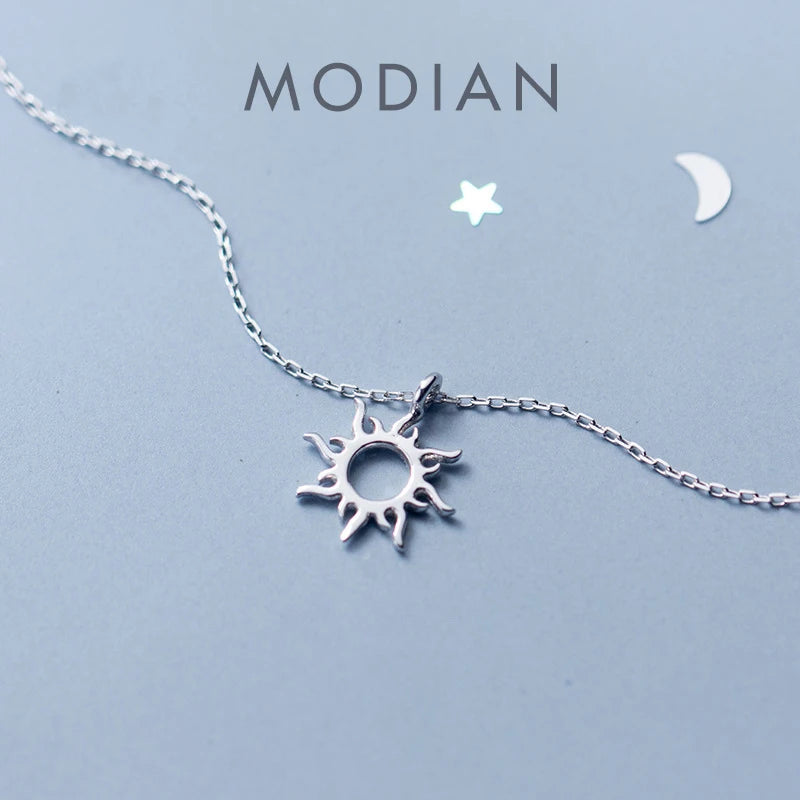 Modian Hot Sale Classic Sun God Necklace Fashion Charm 925 Sterling Silver Simple Lucky Pendants For Women Fine S925 Jewelry