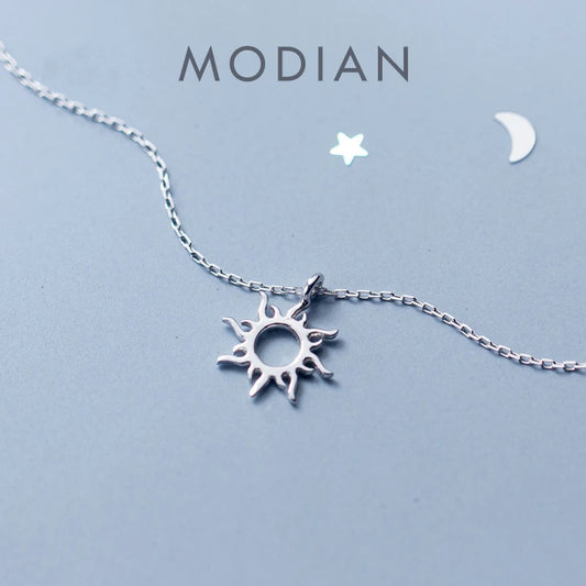 Modian Hot Sale Classic Sun God Necklace Fashion Charm 925 Sterling Silver Simple Lucky Pendants For Women Fine S925 Jewelry