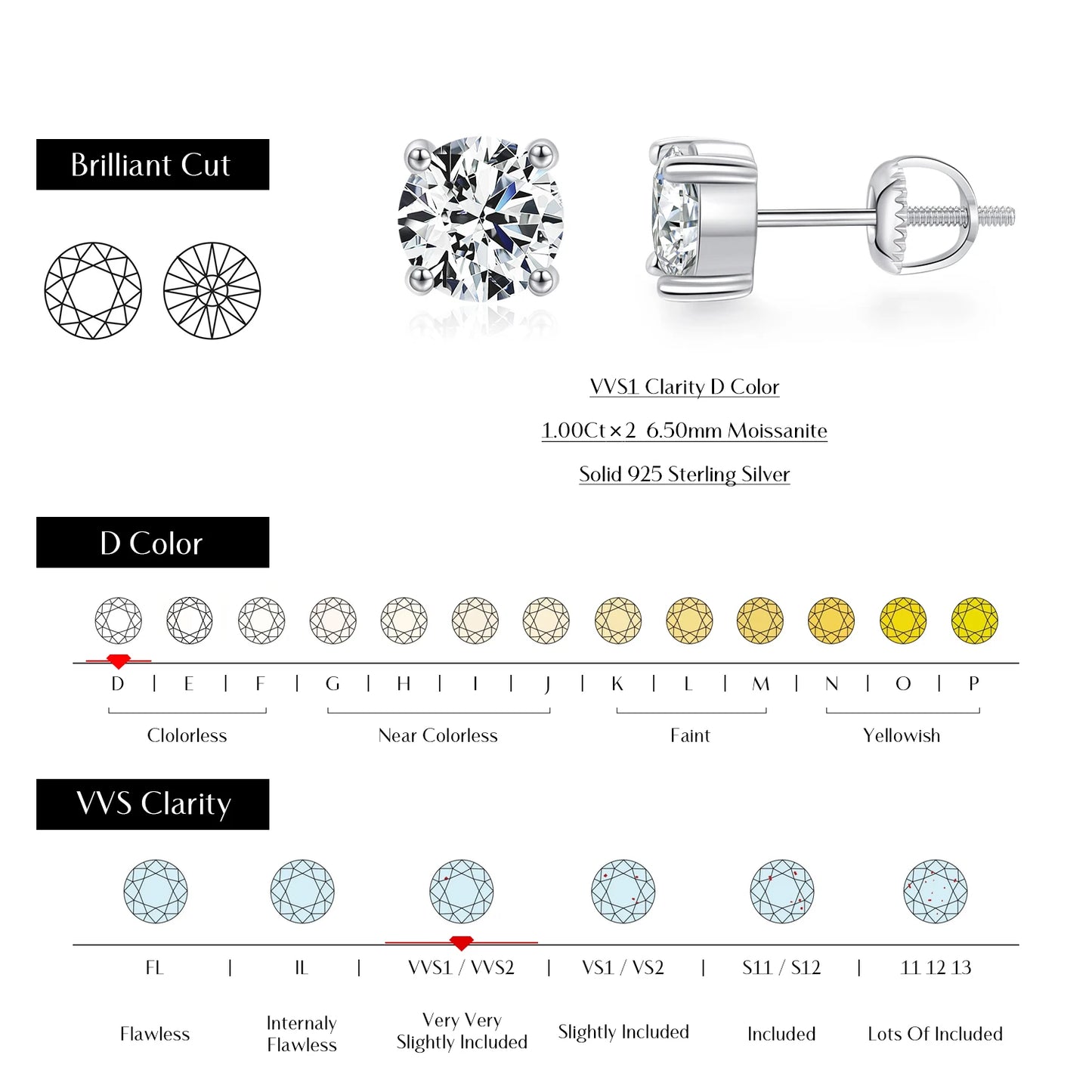 MODIAN Dazzling D Color Moissanite 925 Sterling Silver Round Pendant Necklace Stud Earrings For Women Wedding Fine Jewelry Set