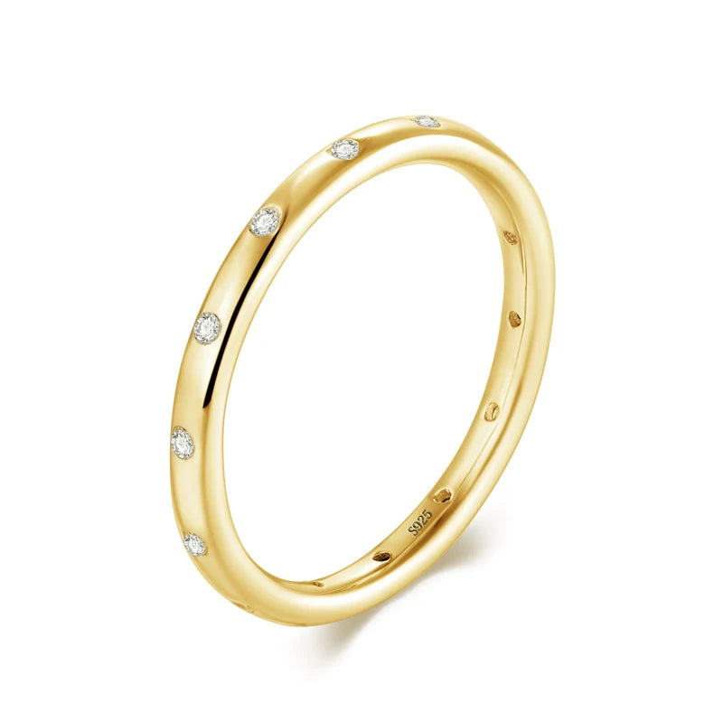 Anillo de compromiso de plata de ley 925 maciza para mujer, nuevo estilo, sencillo y a la moda, apilable, clásico, para Instagram