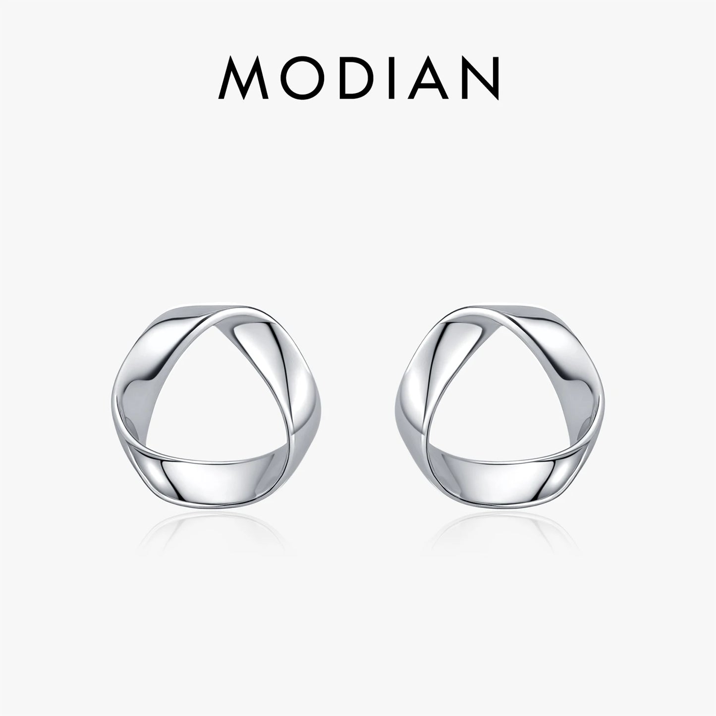 MODIAN 925 Sterling Silver Fashion Minimalist Wavy Metallic Stud Earrings For Men Women Daily Vacation Fine Jewelry