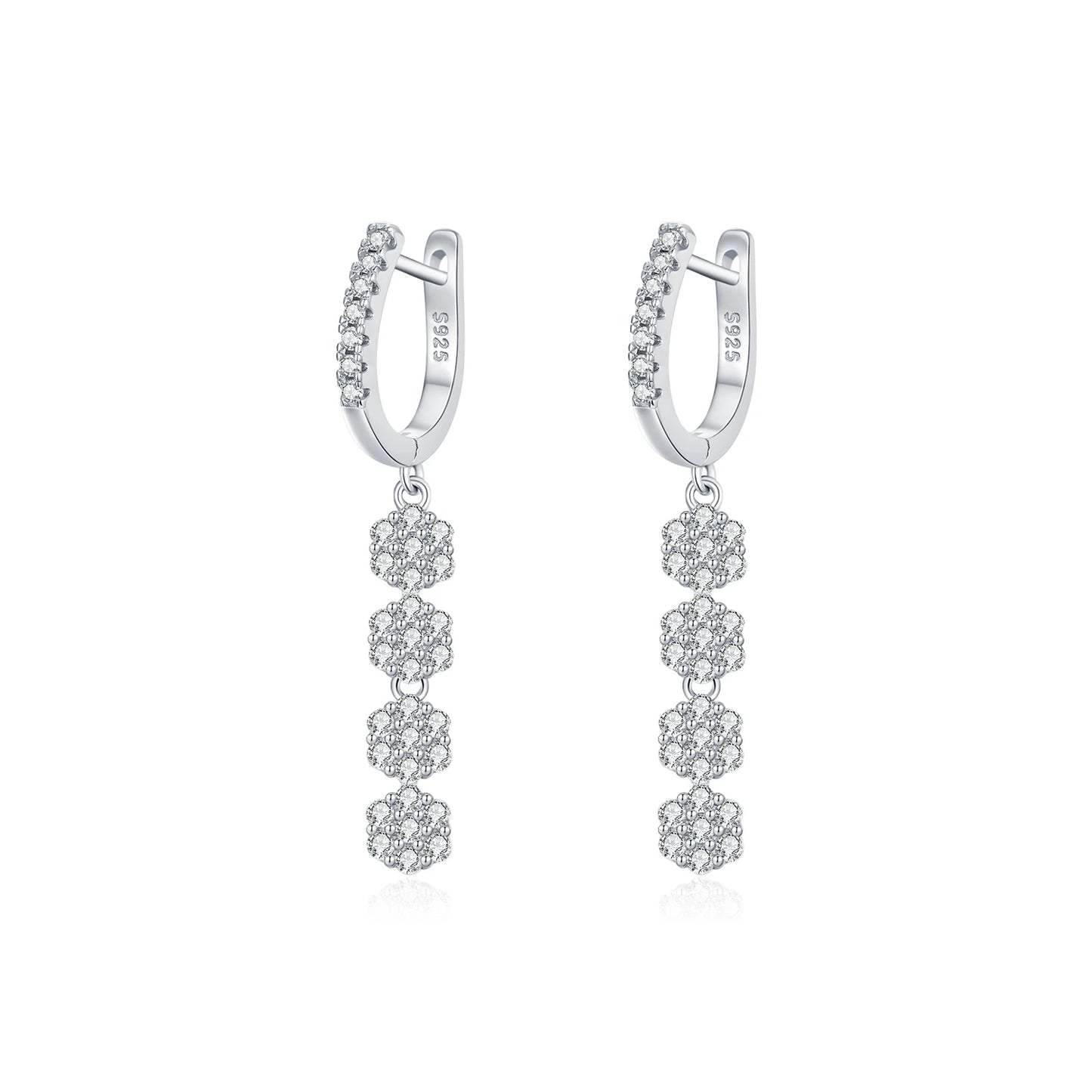 MODIAN Sparkling Zirconia Buckle Earrings 925 Sterling Silver Fashion Flower Dangle Earrings For Women Party Fine Jewelry