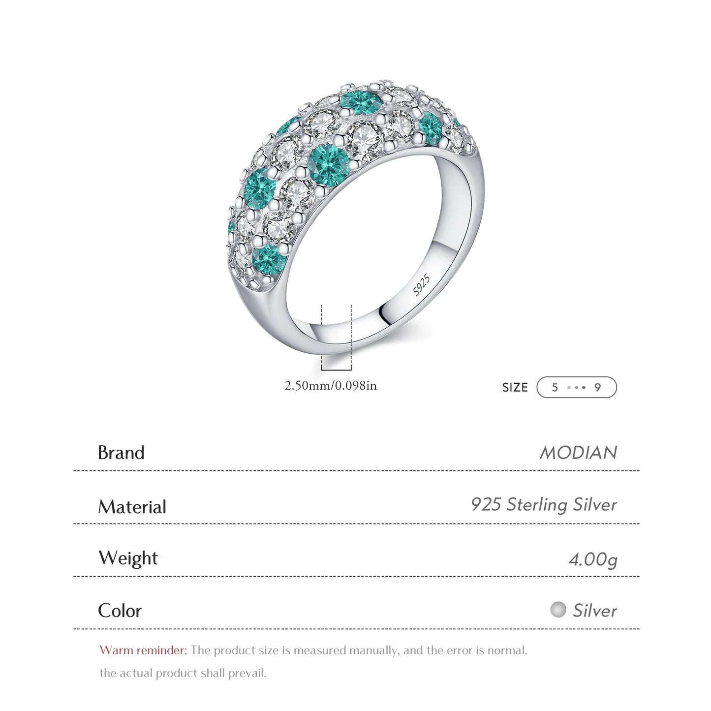 MODIAN Sparkle Green & Clear CZ Ring 925 Sterling Silver Elegant Fashion Signet Band Rings For Women Dasiy Fine Jewelry