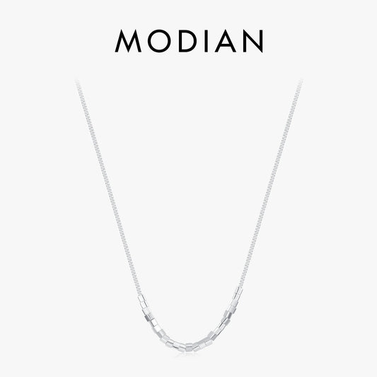 Collar MODIAN de plata de ley 925 con forma de cuadrado pequeño, colgante moderno de cadena de eslabones para mujer, regalo de San Valentín.