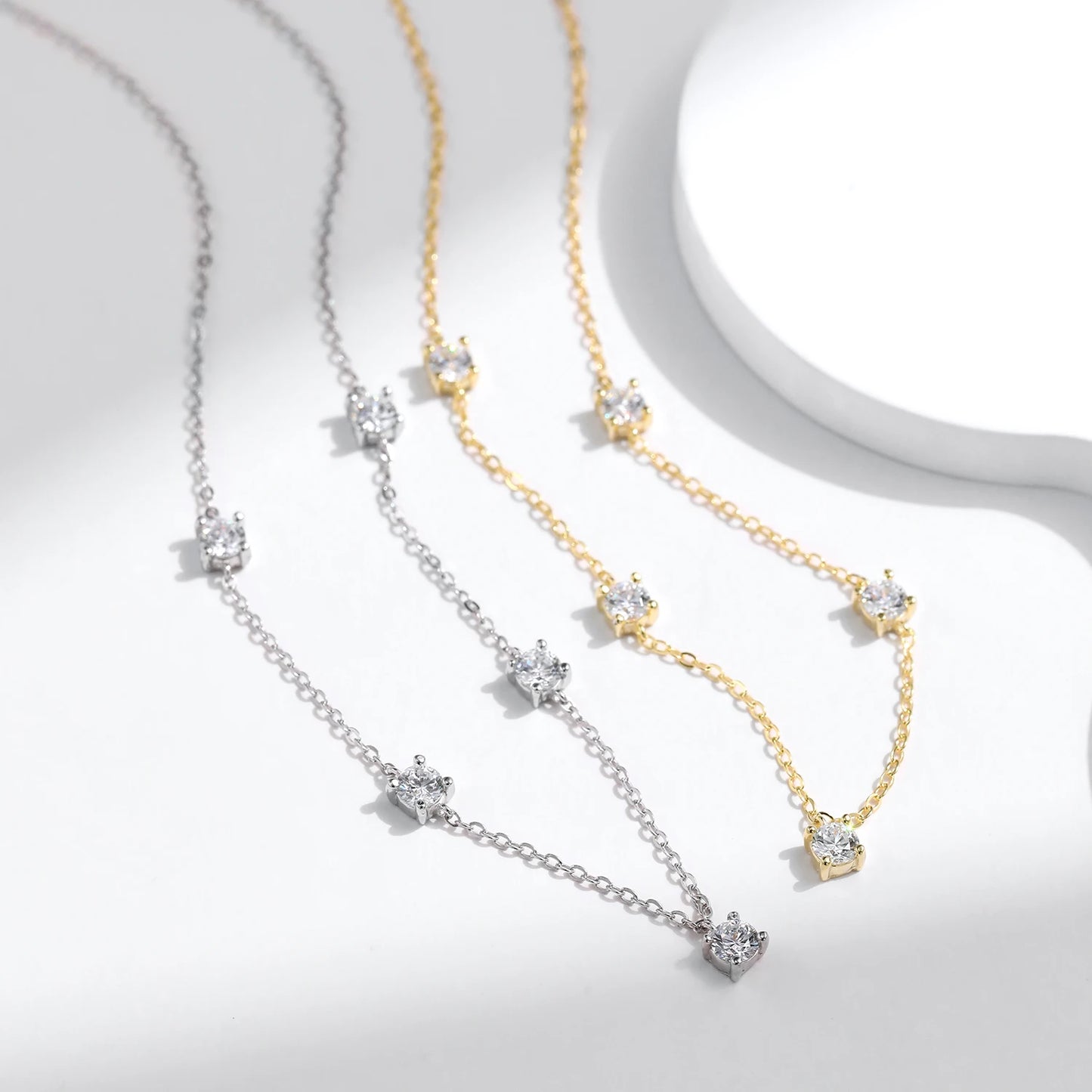 MODIAN 925 Sterling Silver Sparkling CZ Stackable Necklace For Women Choker Link Chain Charm Necklace Fine Jewelry Gift