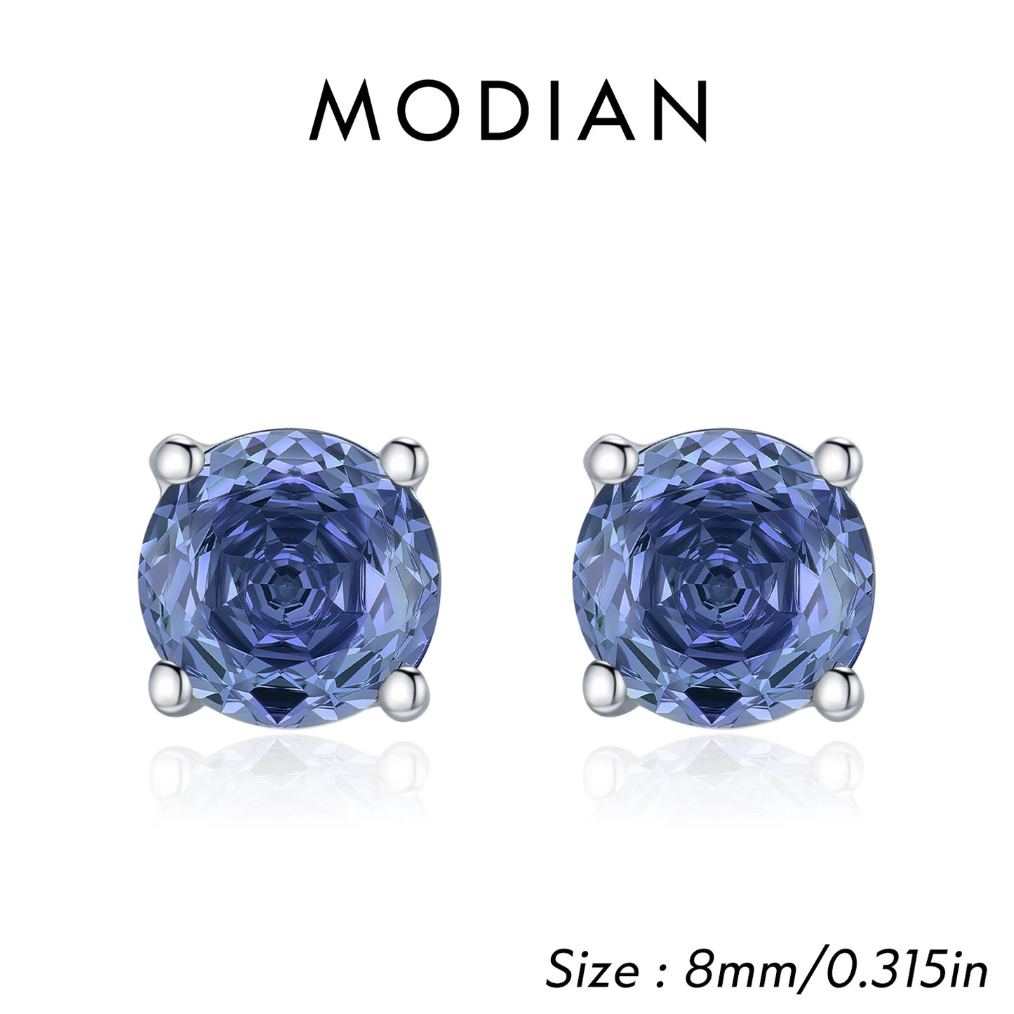 MODIAN Multicolor 925 Sterling Silver Rose Cut Round Zirconia Earrings Paraiba Color Fashion Stud Earrings For Women Jewelry
