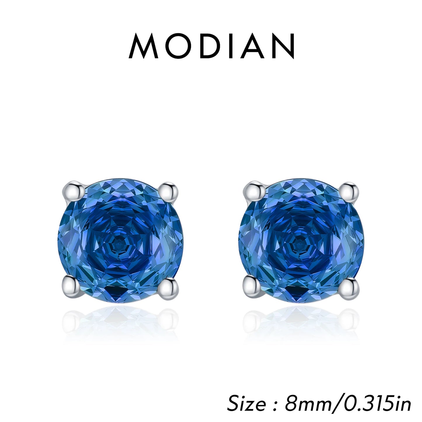 MODIAN Multicolor 925 Sterling Silver Rose Cut Round Zirconia Earrings Paraiba Color Fashion Stud Earrings For Women Jewelry