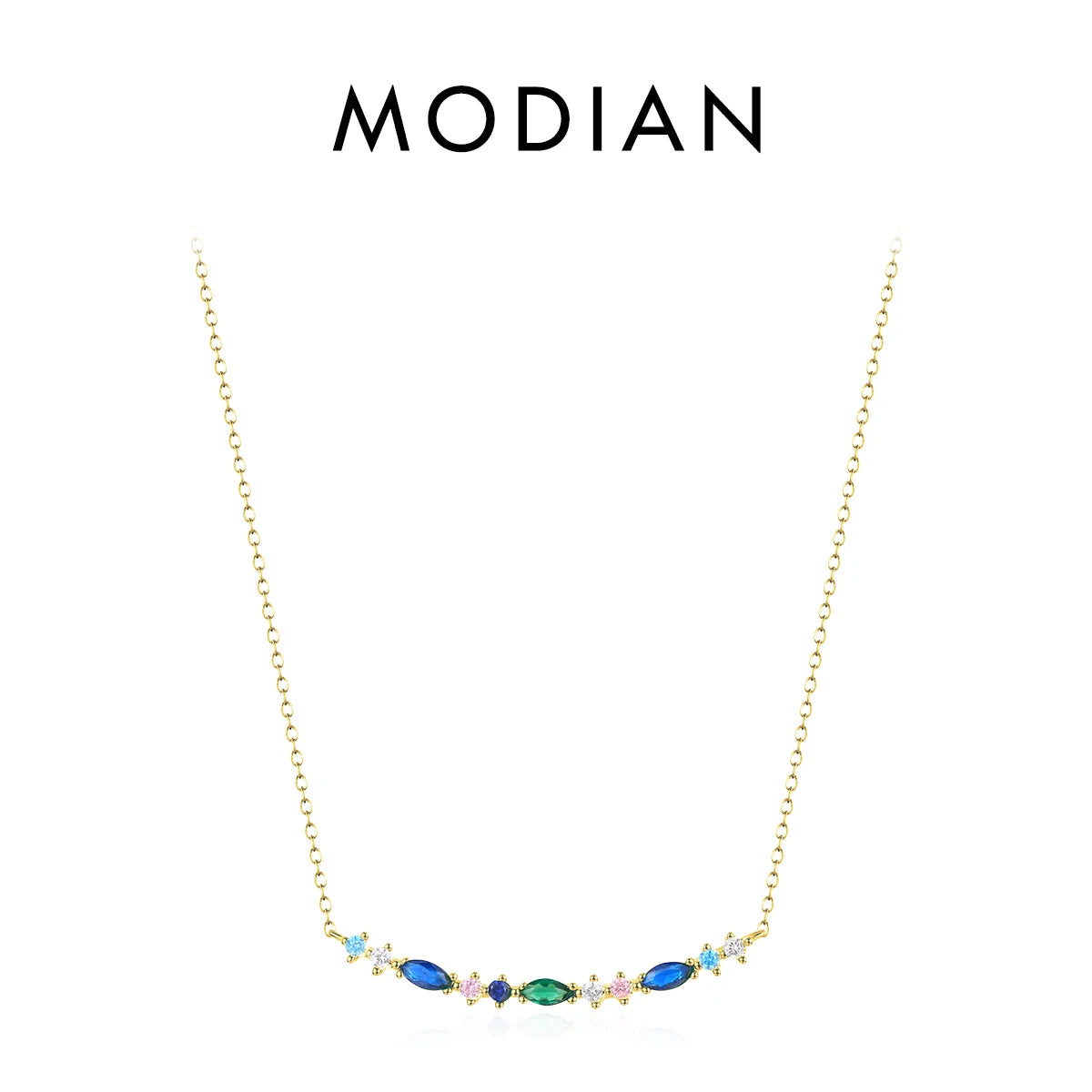 Collar con colgante largo y elegante de plata de ley 925 de MODIAN, cadena vintage para mujer, regalo de cumpleaños, joyería fina