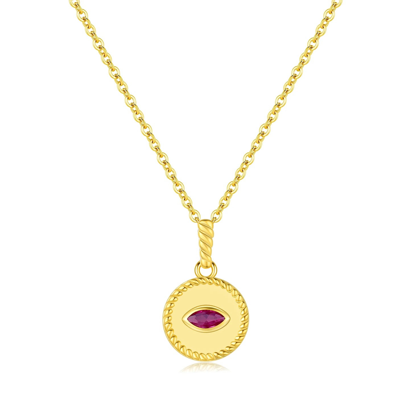 MODIAN 925 Sterling Silver Retro Frosted Pigeon Blood Red Pattern CZ Link Chain Pendant Necklace For Women Fine Jewelry Gift