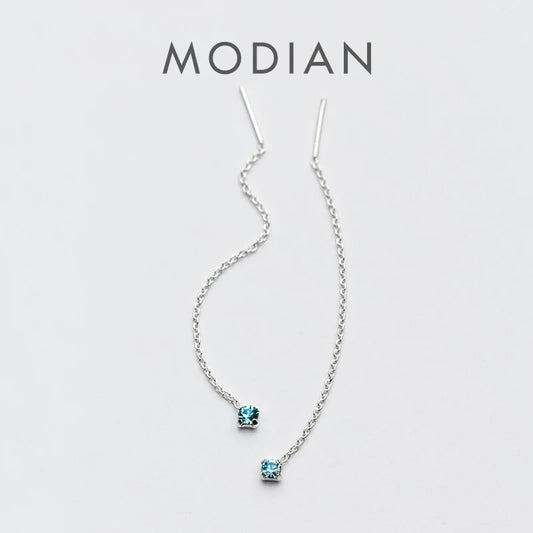 Pendientes largos con borlas y cristales de colores de Modian para mujer, gran oferta, joyería de plata de ley 925.