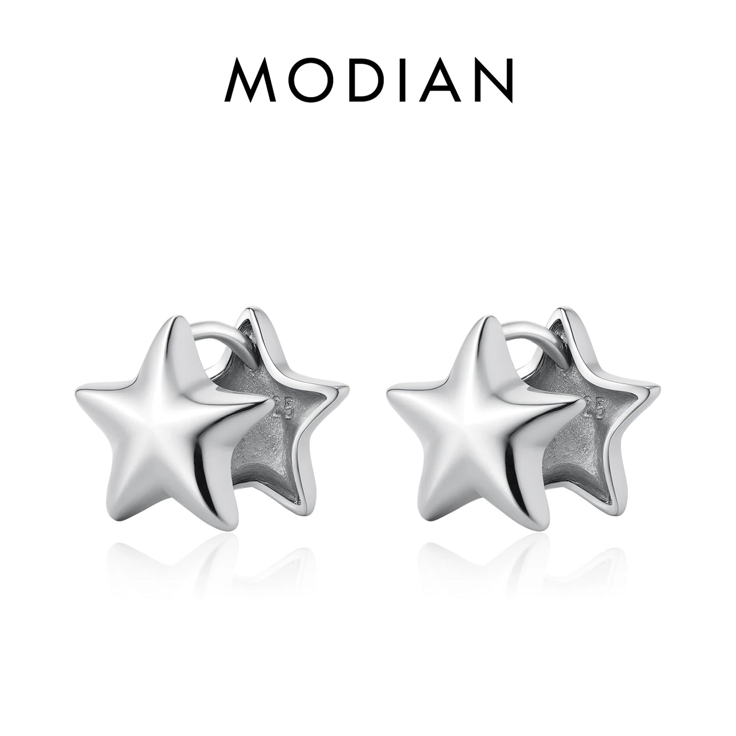 MODIAN 925 Sterling Silver Trendy Minimalist Mirror Metal Design Stud Earrings Hearts Shape Buckle Earrings For Women Jewelry