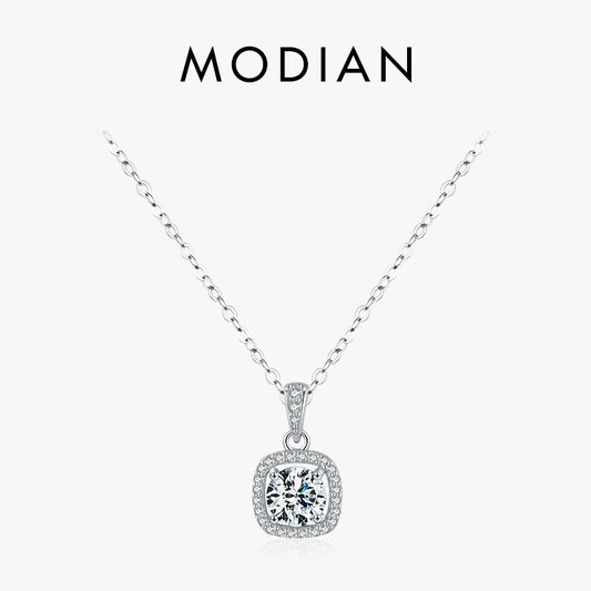 Modian Classic Shiny Exquisite Chain Necklace 100% 925 Sterling Silver Sparkling Zirconia Pendant Wedding Jewelry For Women Gift