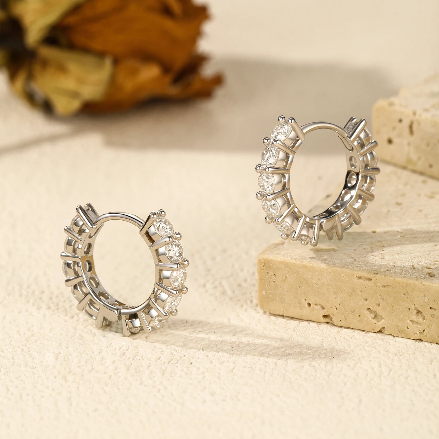 MODIAN D Color Sparkling Moissanite Ear Buckles Lab Diamond 925 Sterling Silver Luxury Hoop Earrings for Women Jewelry Gifts