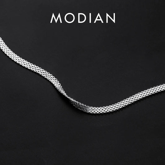 Modian Fashion 925 Sterling Silver Simple 0.45 CM Thickness Chain Choker Necklace for Women Men Adjsutable Necklace Fine Jewelry
