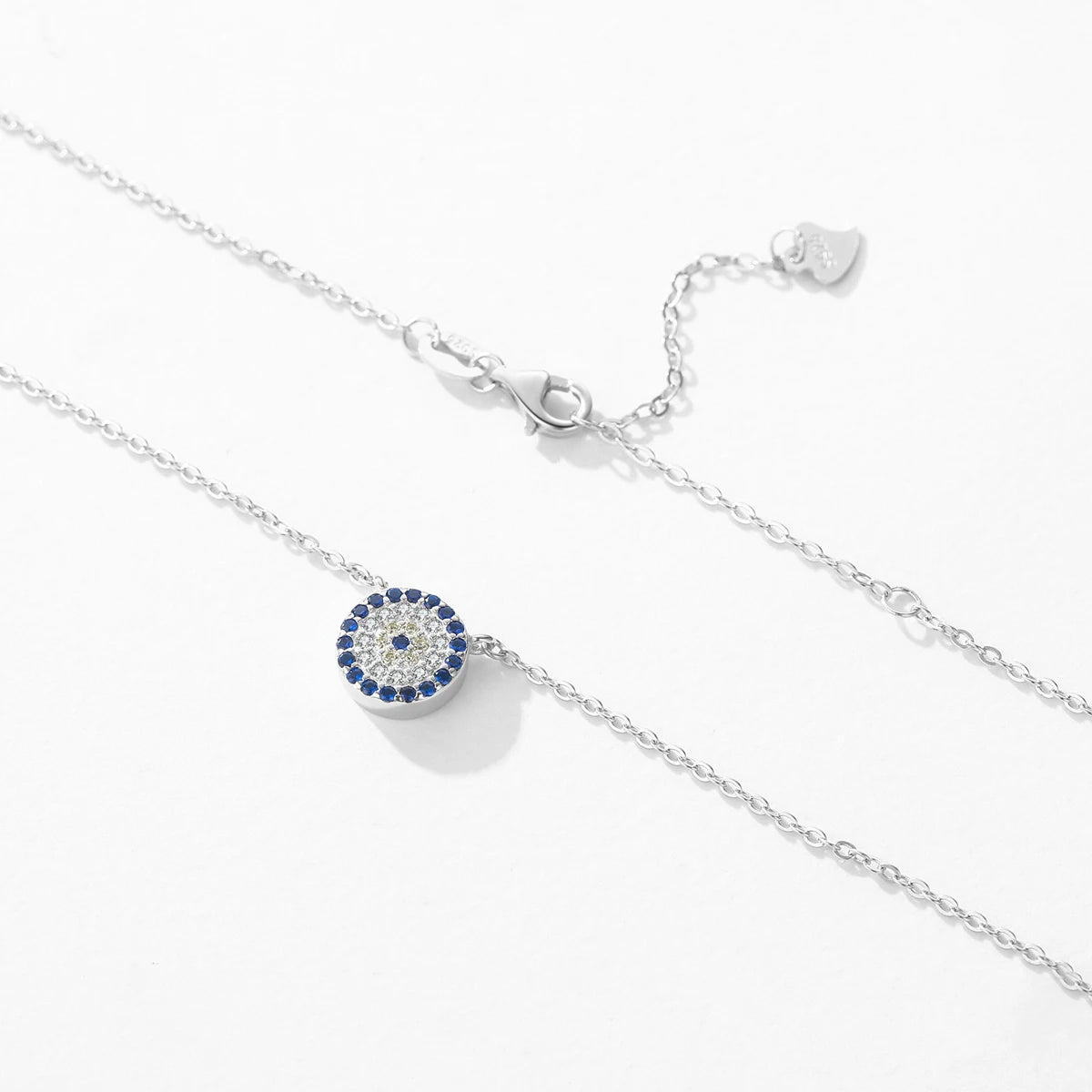 MODIAN 925 Sterling Silver Dazzling Blue Clear CZ Pendant Necklace Link Chain For Women Delicate Birthday Gift Fine Jewelry