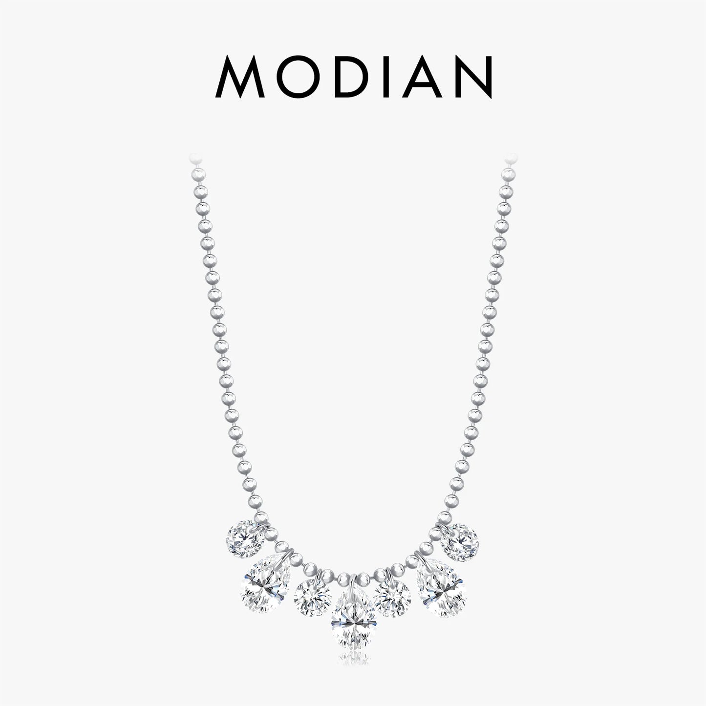 MODIAN Sparkling Pear Zirconia Necklace 925 Sterling Silver Fashion Beads Link Chain Pendant Necklace For Women Fine Jewelry