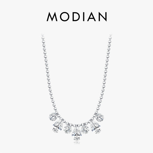 MODIAN Sparkling Pear Zirconia Necklace 925 Sterling Silver Fashion Beads Link Chain Pendant Necklace For Women Fine Jewelry