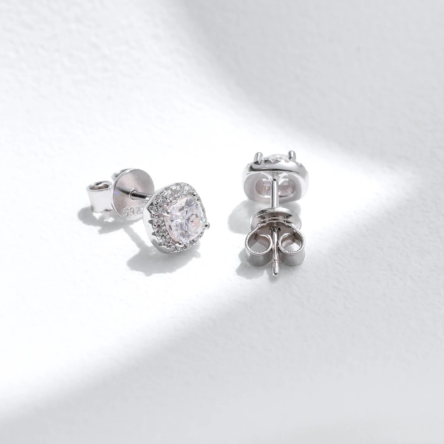 MODIAN D Color Moissanite Stud Earrings Brilliant Square Cut Lab Created Diamond 925 Silver Earrings For Women Wedding Jewelry
