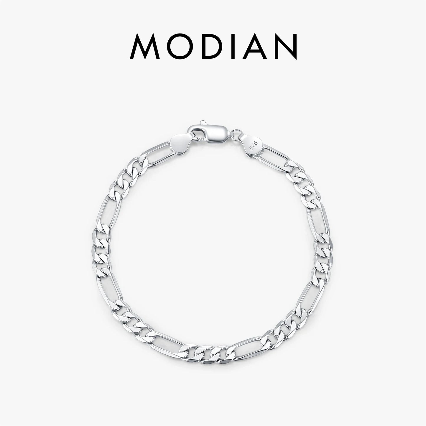 MODIAN 925 Sterling Silver 3 Size Classic Figaro Hollow out Chain Bracelet For Women And Men Daisy Fine Jewelry Accessories