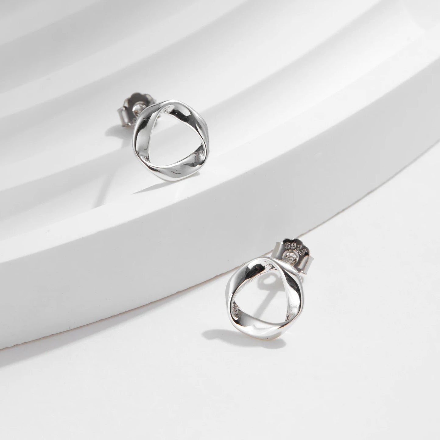 MODIAN 925 Sterling Silver Fashion Minimalist Wavy Metallic Stud Earrings For Men Women Daily Vacation Fine Jewelry