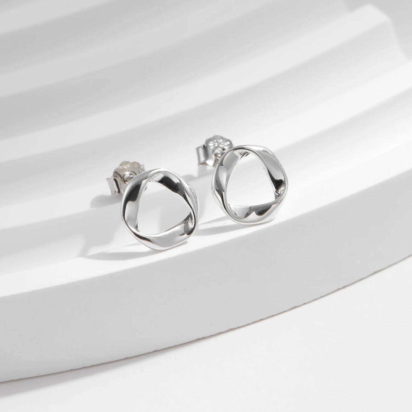 MODIAN 925 Sterling Silver Fashion Minimalist Wavy Metallic Stud Earrings For Men Women Daily Vacation Fine Jewelry