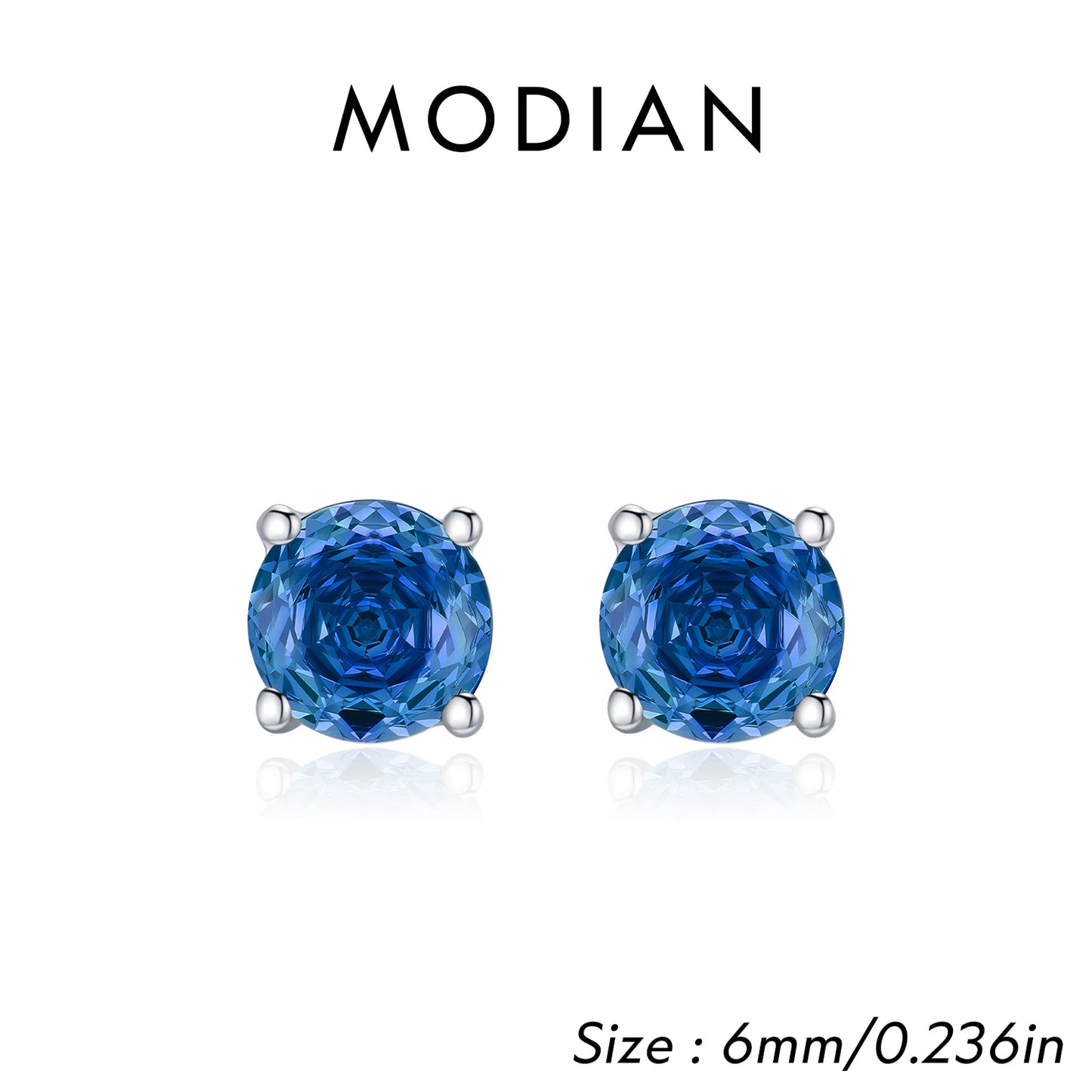 MODIAN Multicolor 925 Sterling Silver Rose Cut Round Zirconia Earrings Paraiba Color Fashion Stud Earrings For Women Jewelry