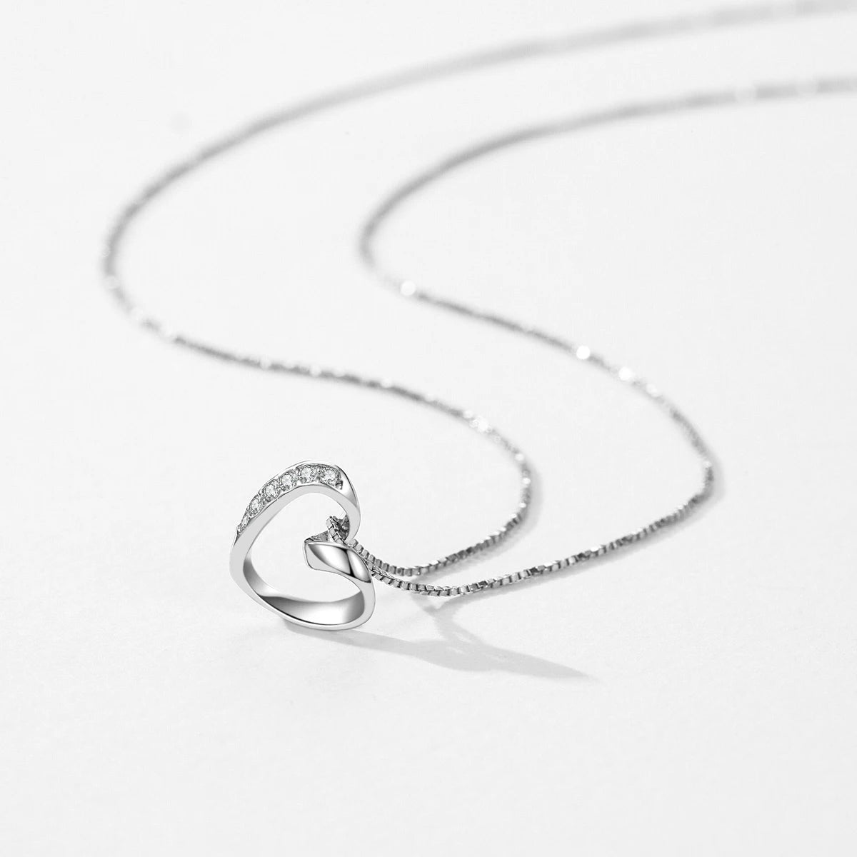 MODIAN Real 925 Sterling Silver Romantic Simple Heart Pendant Necklace Classic Link Chain Neck For Women Wedding Fine Jewelry