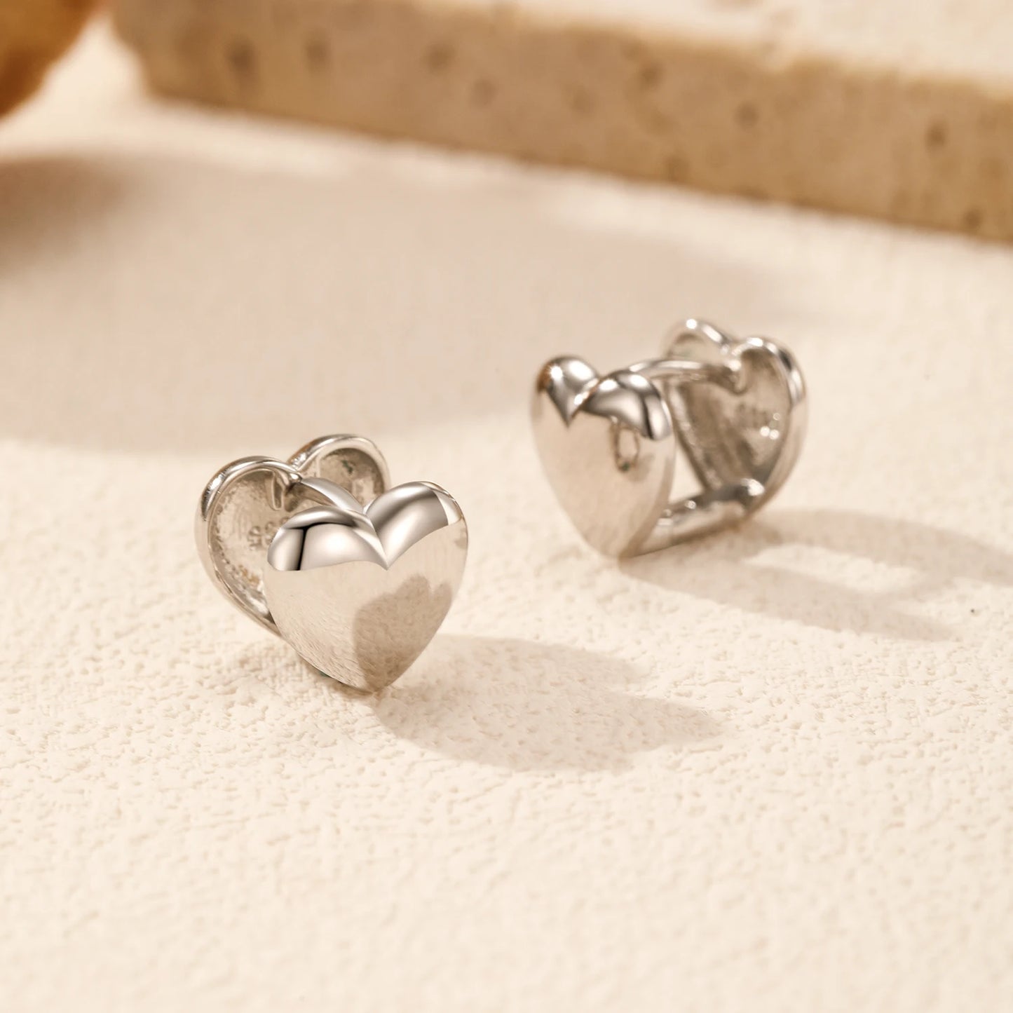 MODIAN 925 Sterling Silver Trendy Minimalist Mirror Metal Design Stud Earrings Hearts Shape Buckle Earrings For Women Jewelry