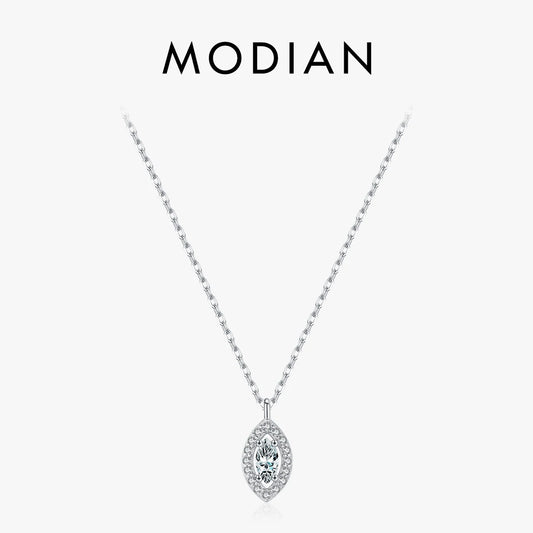 MODIAN 925 Sterling Silver Rhombus Sparkling Zirconia Pendant Necklace Trendy Gold Color Link Chain For Women Fine Jewelry Gifts