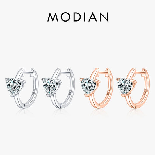 Pendientes MODIAN de plata de ley 925 pura con forma de corazón romántico para mujer, pendientes de circonita fina, joyería de boda, regalo de compromiso