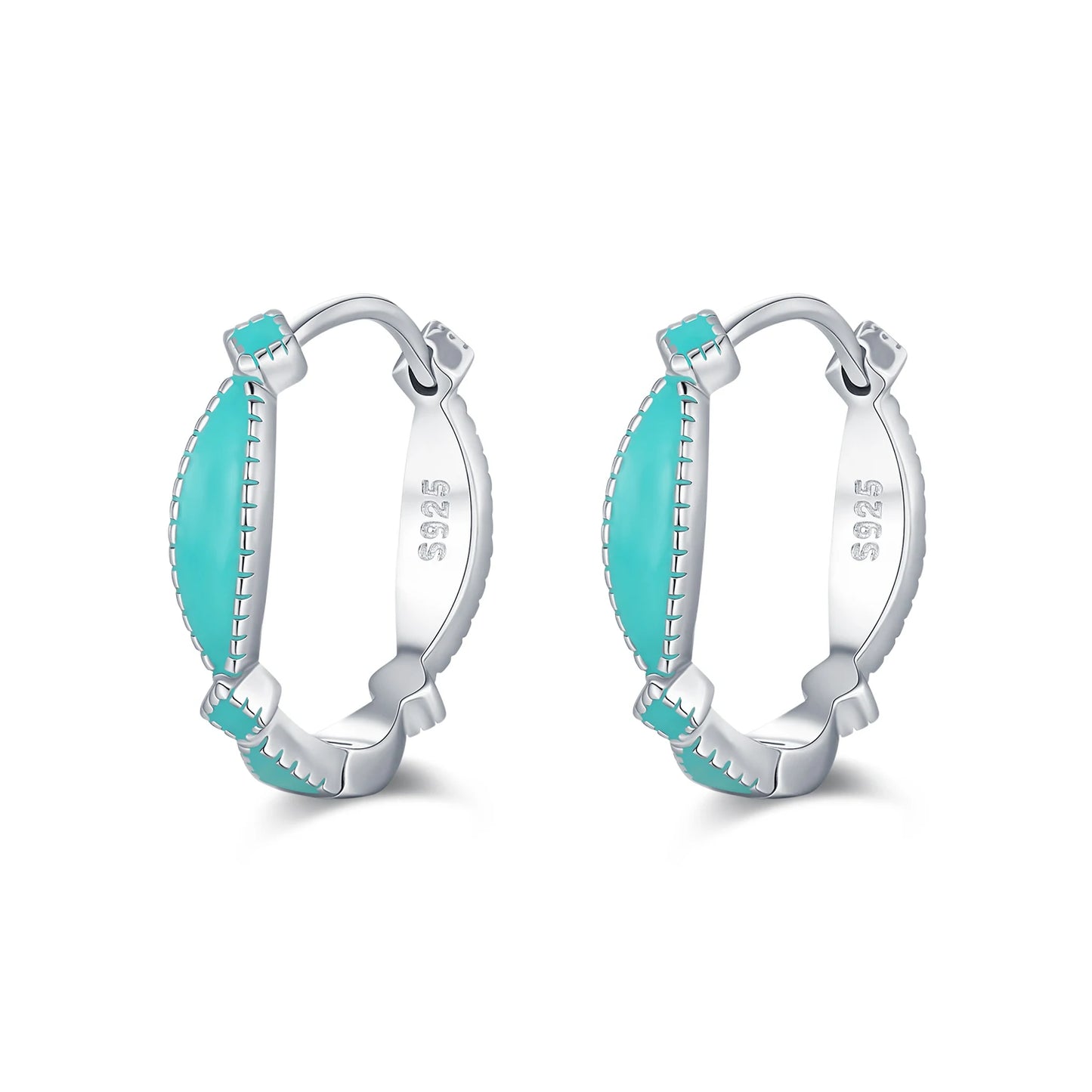 MODIAN 925 Sterling Silver Elegant Mint Green Enamel Ear Buckle Geometric Hoop Earrings For Women OL Fine Jewelry