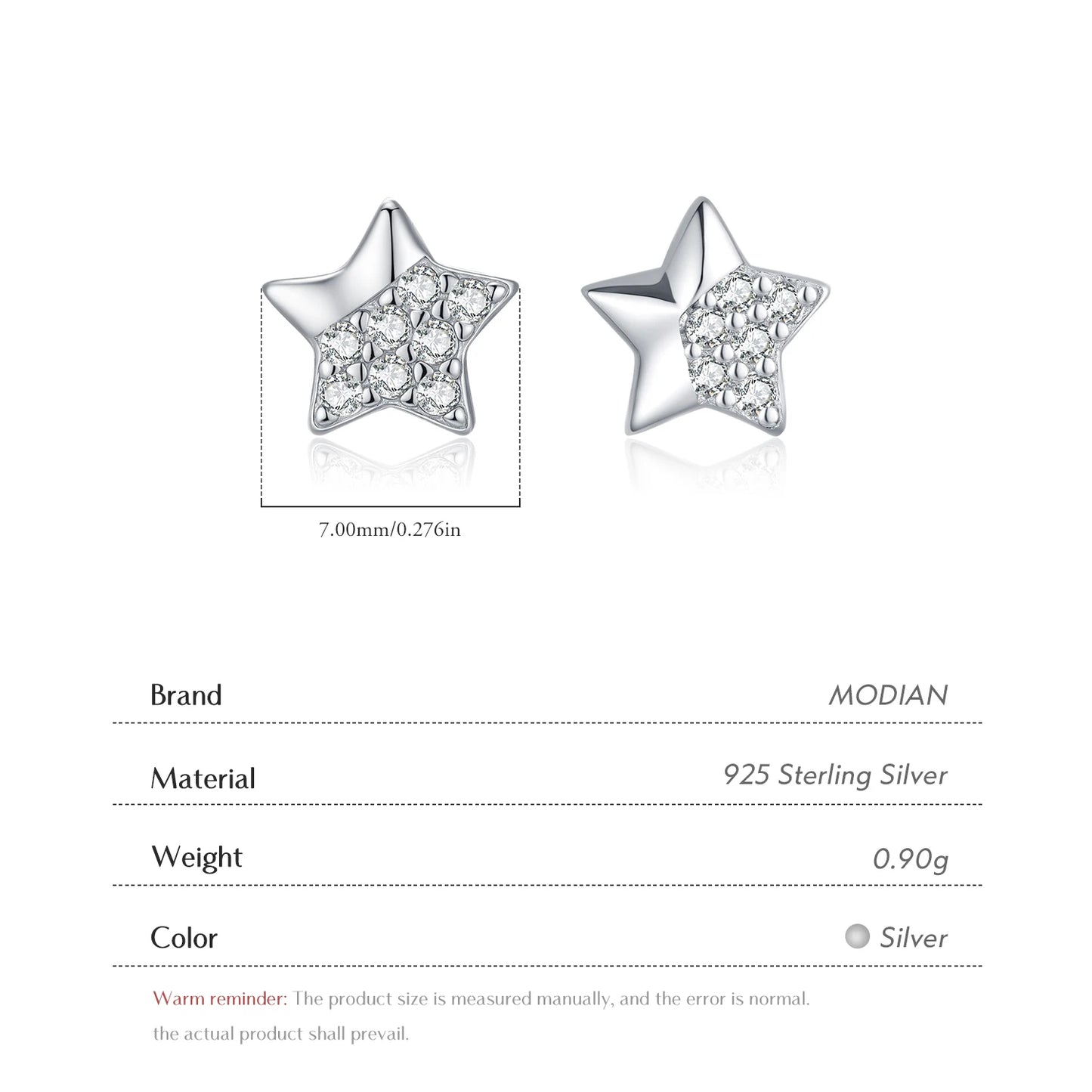 MODIAN 925 Sterling Silver Irregular Mirror Fashion Stars Small Stud Earrings Shiny Daily Wear Fine Jewelry For Women